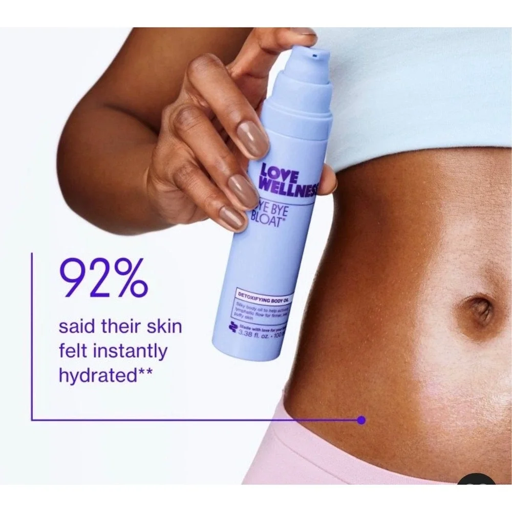 Love Wellness Bye Bye Bloat Detoxifying Body Oil 3.38oz Lymphatic Flow Hydrating